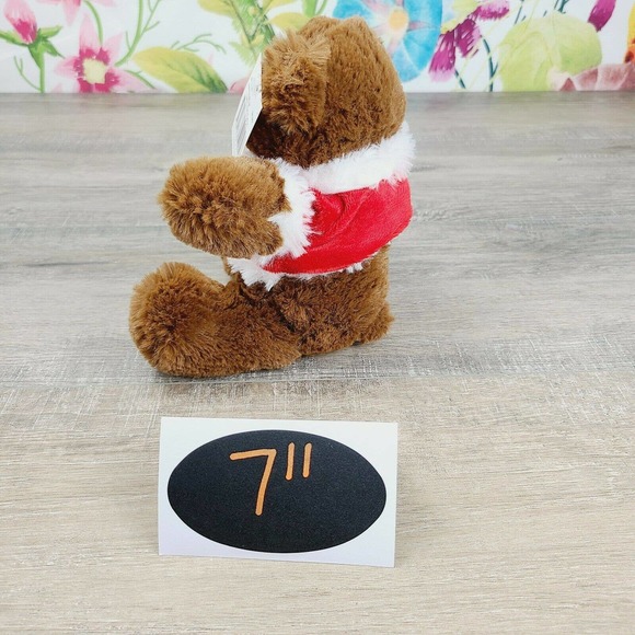 Books A Million New Christmas Santa Bear Plush Teddy Brown 7" Soft Toy - Picture 4 of 5